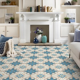 Alow Peel and Stick Floor Tile, Vinyl Flooring Waterproof, Peel and Stick Flooring Easy to Install Self Adhesive for Bathroom, Bedroom, Kitchen, Blue(12x12In, 10PCS)