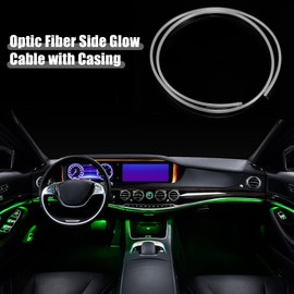 X AUTOHAUX 1m 3.28ft 3mm 0.12" Universal Car Optic Fiber Side Glow Cable with Skirt Side Casing - Pack of 2