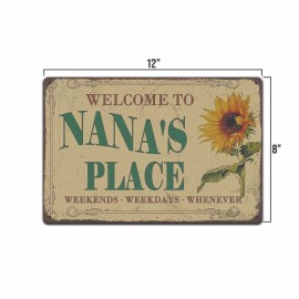 DRD&M Nana's Place Vintage Style Sign with Sunflower Grandma Grandmother Welcome Gift