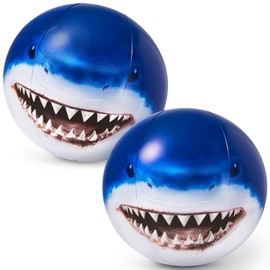 WERNNSAI 2PCS Shark Beach Ball - 16” Inflatable Shark Beach Ball for Kids Summer Indoor Outdoor Water Toys Cute Large Pool Toy Game for Playground Backyard Pool Party Favors