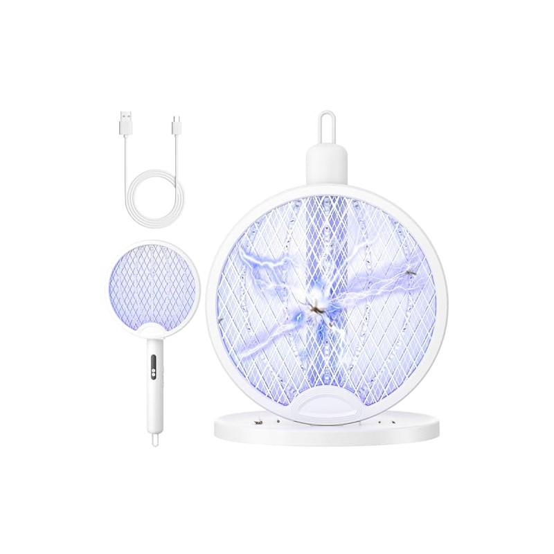 YISSVIC 2 in 1 Mosquito Killer Racket, 4000V Foldable Electric