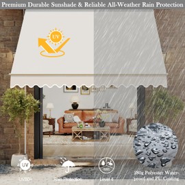 PATISOL 78"x51" Manual Retractable Awning Aluminum Patio Sunshade Shelter
