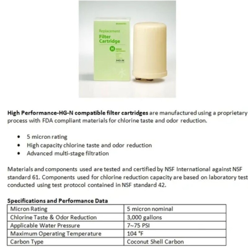 Filter Replacement Cartridge-High Performance, Kangen Water Ionizer HGN Type and