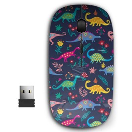 KAWAMOUSE 2.4G Ergonomic Portable USB Wireless Mouse for PC, Laptop, Computer, Notebook with Nano Receiver (Dinosaurs Cute Kids Girls)