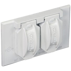 Hubbell-Raco 5180-1 2-Hole Weatherproof Device Cover, 4-9/16 in L X 2-13/16 in W X 1 in T, White