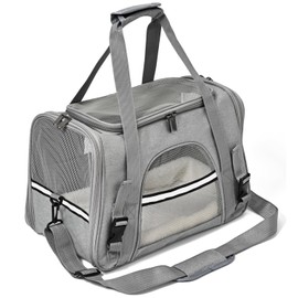 SURILEHEGE Dog Cat Carrier Soft for Small Medium Pet Up to 16 Lbs TSA Airline Approved Travel Carrier Collapsible Puppy Car Mesh Bag 17.5 * 10.2 * 11.4 inch - Grey