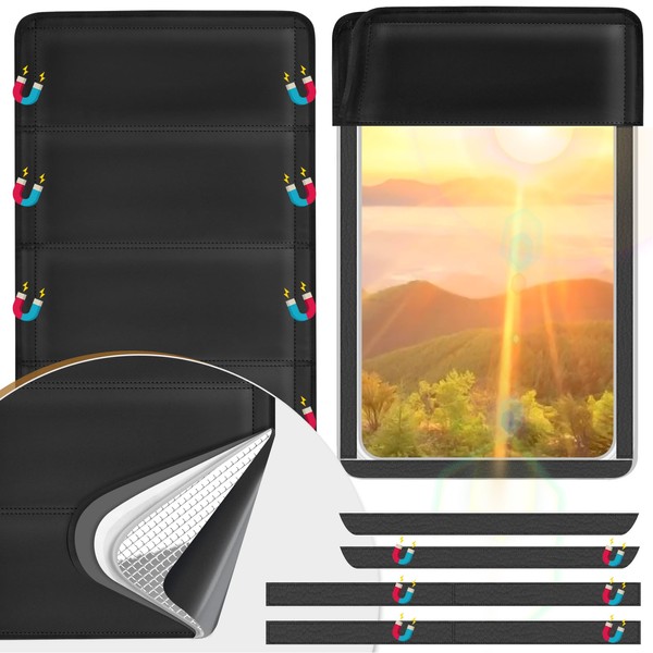 SUNICO 25" X 16" RV Door Window Shade Cover, Magnetic