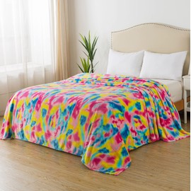 Flannel Colorful Blanket Twin Size for All Season - Premium Lightweight Anti-Static Super Soft Cozy Plush Rainbow Throw, Lightweight Microfiber Winter Warm Blanket 66" x 90"(Rainbow Twin)