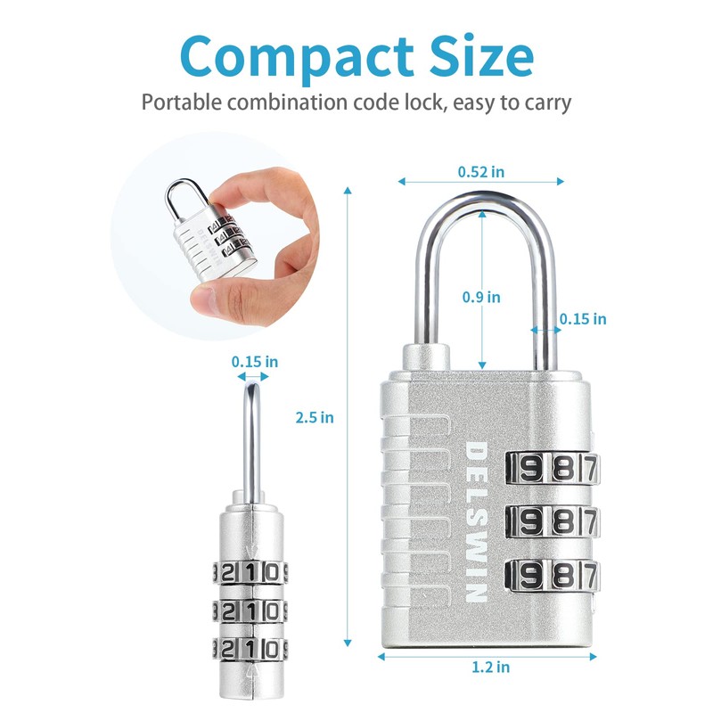 3-Digit Small Combination Lock for Locker - 4 Pack Resettable
