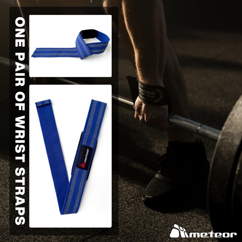 Meteor Weightlifting Straps for Enhanced Grip and Barbell Stability (Pair),