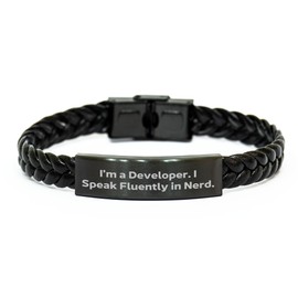 Developer Humor Gifts - Funny Interlaced Leather Bracelet for Men, Unique Valentine's Unique Gifts from Friends to Developers