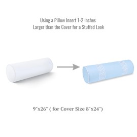 Hofdeco Premium Bolster Pillow Insert, Set of 2, 9"x26" (for Cover Size 8"x24") Water Resistant Synthetic Down Alternative Sham Stuffer for Patio, Bench, Garden, Poolside, White