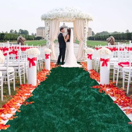 FANPROMS Aisle Runners for Wedding Emerald Green Aisle Runner 24inch x 15FT Carpet Runner for Party Velvet Walkway Rug Runway Decorations Floor Runner for Outdoor Weddings Graduation Aisle Carpet