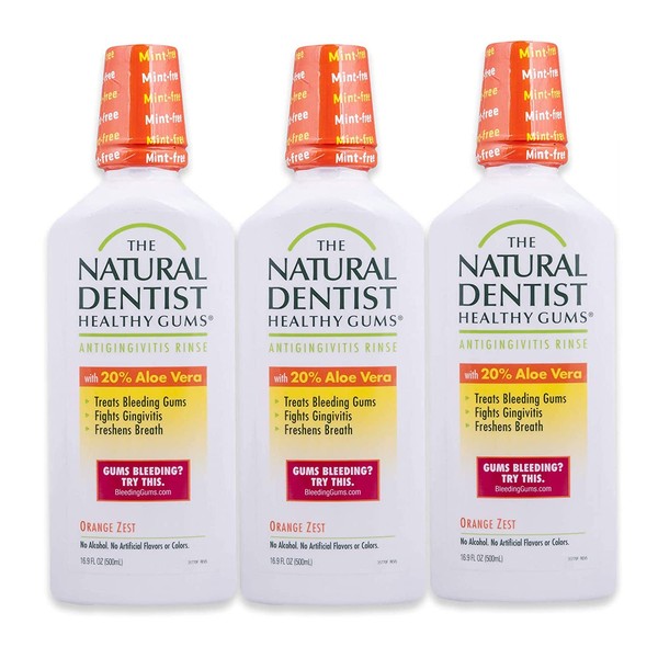 The Natural Dentist Healthy Gums Mouth Wash, Orange Zest, 16.9 Ounce Bottle (Pack of 3)