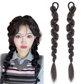 HAPVITAL Hair Extension, Braid, Wig, Dance Extension, 19.7 inches (50 cm), Ponytail Wig, Twin Tail, Braid, Hair Extension, Costume, Event, Party, Birthday Party, Kids (Natural Black)