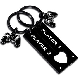 Mebvdebe 2PCs Funny Couples Keychain Player 1 Player 2 Matching Couple Keychain Gifts for Boyfriend Girlfriend Anniversary Valentines Day Christmas Gifts Gamer Key keychain