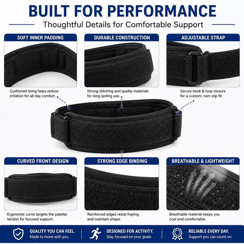 Patellar Tendon Knee Support Straps for Sports – Adjustable Compression