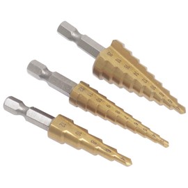 Audiophan Step Drill Reamer 3-12mm, 4-12mm, 4-20mm, Hex Drill Bid, 3-Piece Set, 65mm-75x11.5mm-20mm