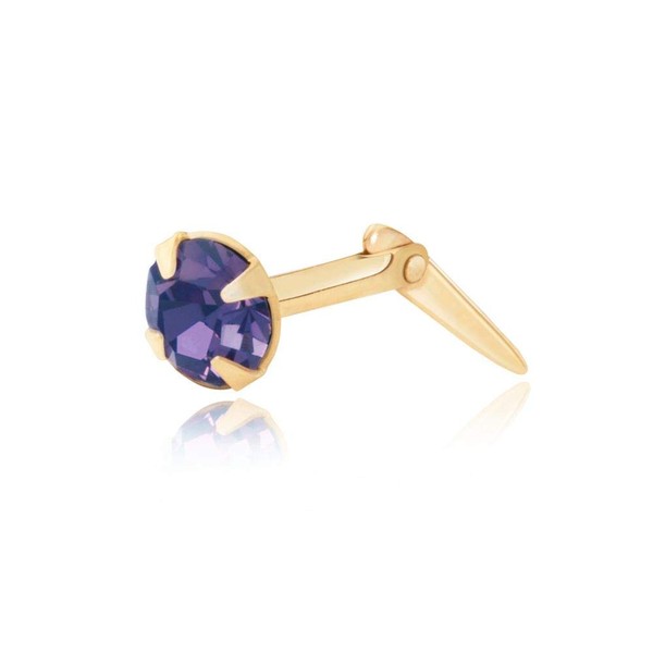 Andralok 9ct yellow gold 3mm round tanzanite crystal nose stud