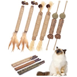 TINDTOP Catnip Chew Toys for Cats, 12 Pack Natural Silvervine Sticks for Kittens Teeth Cleaning, Matatabi Dental Care, Increase Appetite, Calm Cat Anxiety and Stress, Aggressive Chewers Cat Dental Toy