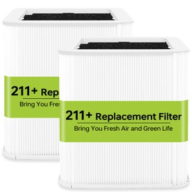 211+Replacement Filter Compatible with Blueair Blue Pure 211+ Air Puri-Fier, 2 in 1 Filtration of Particle Dust Pet Dander Filter&Smoke Odor Activated Carbon Filter for Home Bedroom, White, 2 Pack