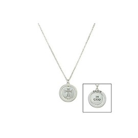 Occasions Gift Giving Silvertone Rhinestone Cross Stamped Faith in God Pendant Necklace