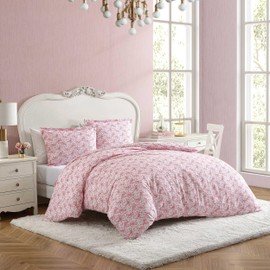 Betsey Johnson - Twin Duvet Cover Set, Super Soft Bedding with Matching Sham, Chic Home Decor, Oeko-Tex Certified (Ballet Bows Pink, Twin)