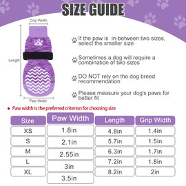 PUPTECK Non-Slip Dog Socks Double Sides Grips for Hardwood Floors Prevents Licking, Dog Shoes for Hot Pavement Traction Control Booties for Senior Dogs, Small Medium Large Dogs, Purple M