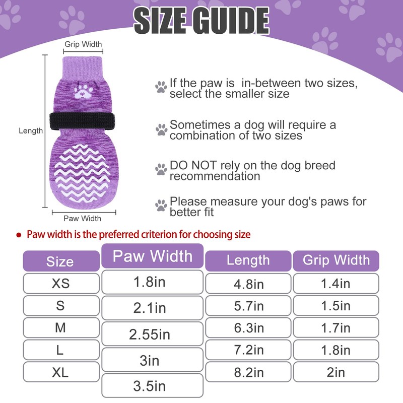 PUPTECK Non-Slip Dog Socks Double Sides Grips for Hardwood Floors