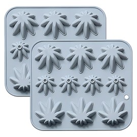 Silicone Maple Leaf Mold, 10 Cavity Baking Tray, Fall Design for Candy and Fondant, Gray, Set of 2