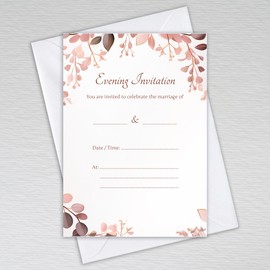 Rose Gold Eucalyptus Wedding Evening Invitations with Envelopes/Evening Reception Invites/Dusty Pink Leaves: Rose Gold Eucalyptus Wedding Evening Invites (Pack of 50 with Envelopes)