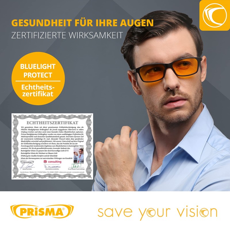 PRiSMA FREiBURG PRO99 Blaulichtfilterbrille - für Arbeit PC und TV