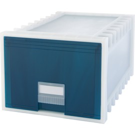 Storex 24-Inch Archive Storage Box for Letter Size Hanging Files, Frosted/Aqua (61103U01C)