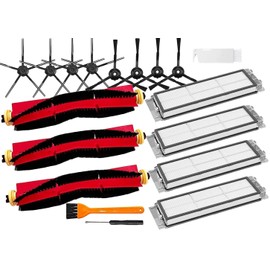 YBVABE Replacement Parts for Roborock S6, Pure, S6 MaxV, S5, S5 Max, E4,S4, S4 Max Vacuum, 18 Pack - 3Main Brushes, 4 Filters, 8 Black Side Brushes- Enhance Your Cleaning Experience
