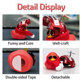 wonuu Rubber Duck Toy Car Decoration Ornaments Duck Car Dashboard Decorations Cool Glasses Duck with Propeller Helmet (Z-Snowflake-Red)
