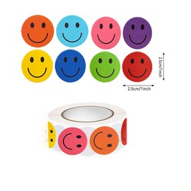 500PCS Smile FaceStickers Happy Face Sticker 1 Inch Round Small Smile Reward Stickers 8 Color Mini Face Decal Designs Encourage Incentive Sticker Behavior Chart Stickers for Student