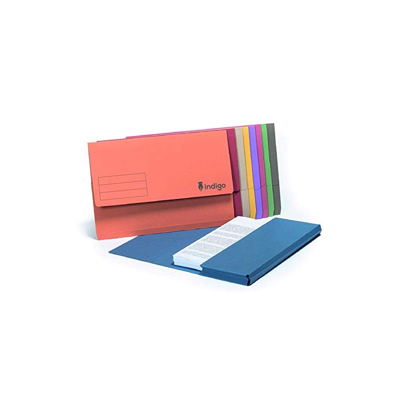indigo® Premium Foolscap Document Wallet Half Flap 285gsm Capacity 32mm