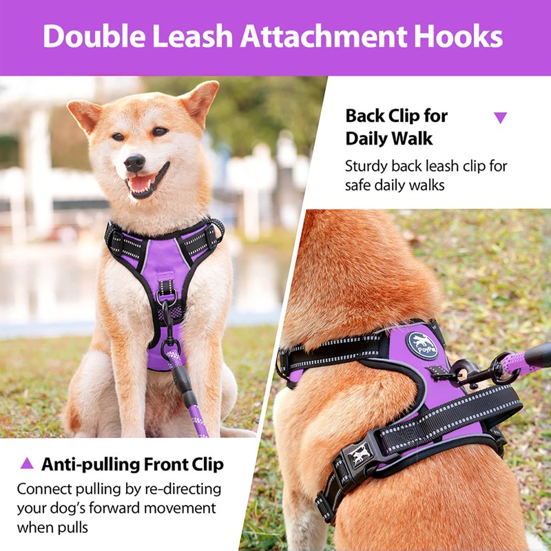 PoyPet No Pull Dog Harness with Neck Buckle, Reflective No