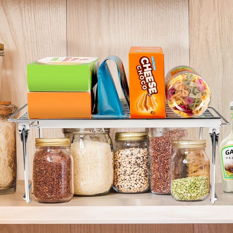 Orgneas Expandable Cabinet Shelf Organizer, Adjustable Freezer Shelf 15.8"-22" Thickened