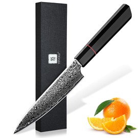 TIVOLI Damascus Utility Knife - VG10 High Carbon Steel, 67-Layer Forged Blade, Razor-Sharp Edge, Carbon Fiber Handle, Perfect for Peeling, Slicing & Trimming - Precision Balance & Gift Box Included