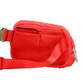 Athletica Everywhere - Riñonera de forro polar para mujer, bonita mochila de cintura de cadera para todas partes, hebilla dorada, Forro polar rojo.