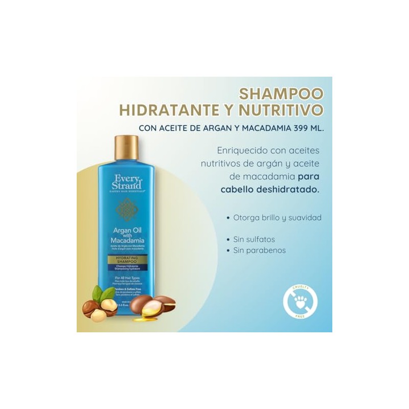 Every Strand Shampoo Hidratante con Aceite de Argan con Macadamia