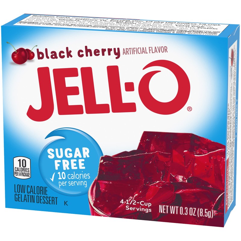 Jell-O Sugar-Free Gelatin Dessert, Black Cherry, 0.30-Ounce Boxes (Pack of