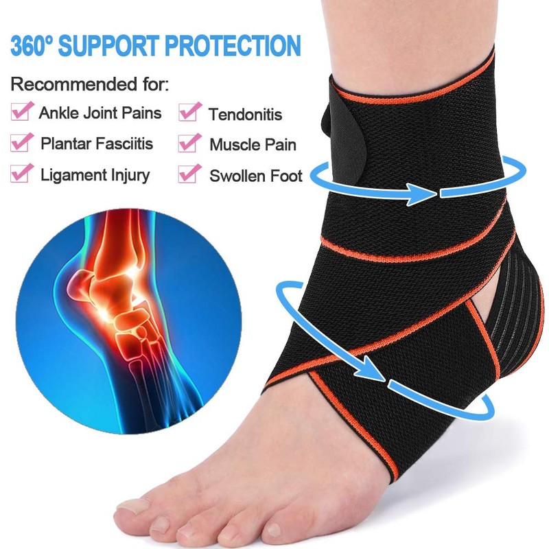 Beister Adjustable Compression Ankle Brace, Elastic Foot Support Wrap, Sprains