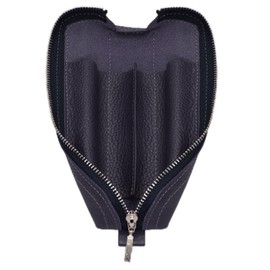 Leather Workshop Innoshima Pen Case, Pencil Case, Roll Pen Case, Genuine Leather, Pack of 3, Navy