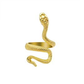 FUTIMELY Vintage Gothic Snake Ring for Women Men - Adjustable Punk Style Animal Wrap Ring - Spirit Cobra Serpent Statement Ring (Gold)