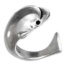 Silver 925 Men's Ear Cuff, Earrings, No Hole, 925 Silver, Ganja, Dolphin, Engraved, Non-Hole Earrings, Earcalf, Ethnic, Asian, Marine, Animal, Popular, Silver