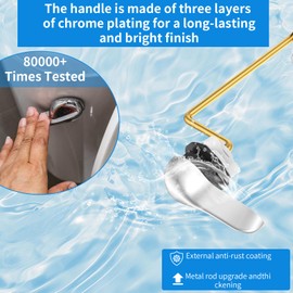 HOPKASE 2PCS Toilet Handle Replacement Kit, Side Mount Universal Toilet Bowl Kit, Chrome Toilet Tank Trip Lever with Stainless Steel Rod & Flapper Chains for Most Toilets.