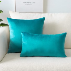Artscope Luxury Velvet Pillow Covers Super Soft Decorative Square Throw Pillow Covers Case Cushion Covers for Sofa Couch Bedroom Car Decor 12x20 Inch Turquoise