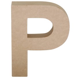 Papier Mache Paper Mache Letter P, 7" Size, Brown